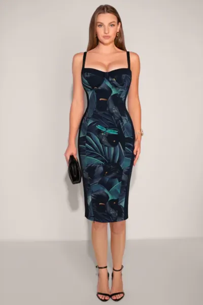 Seamed Lushy Pencil Midi Shapewear Dress 